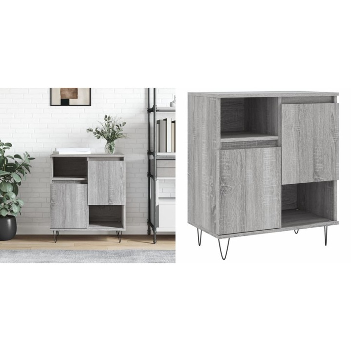 Servanta, sonoma gri, 60x35x70 cm, lemn prelucrat