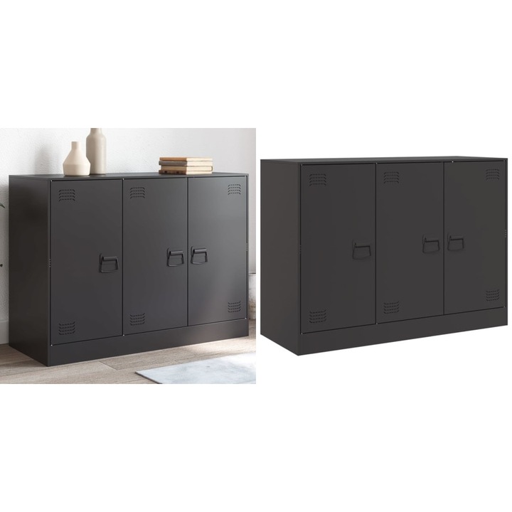 Servanta, negru, 99x39x73 cm, otel