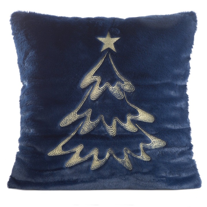 Fata de perna cu motiv de Craciun CHP120 45 x 45 Eurofirany albastru marin