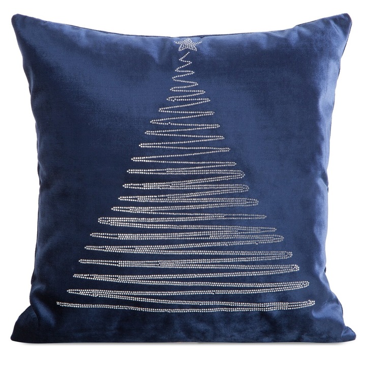 Fata de perna cu motiv de Craciun ROYAL3 45 x 45 Eurofirany albastru marin