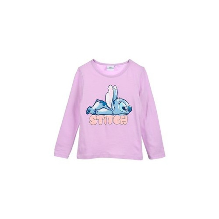 Bluza roz maneca lunga Sleepy Lilo si Stitch 33956, Mov