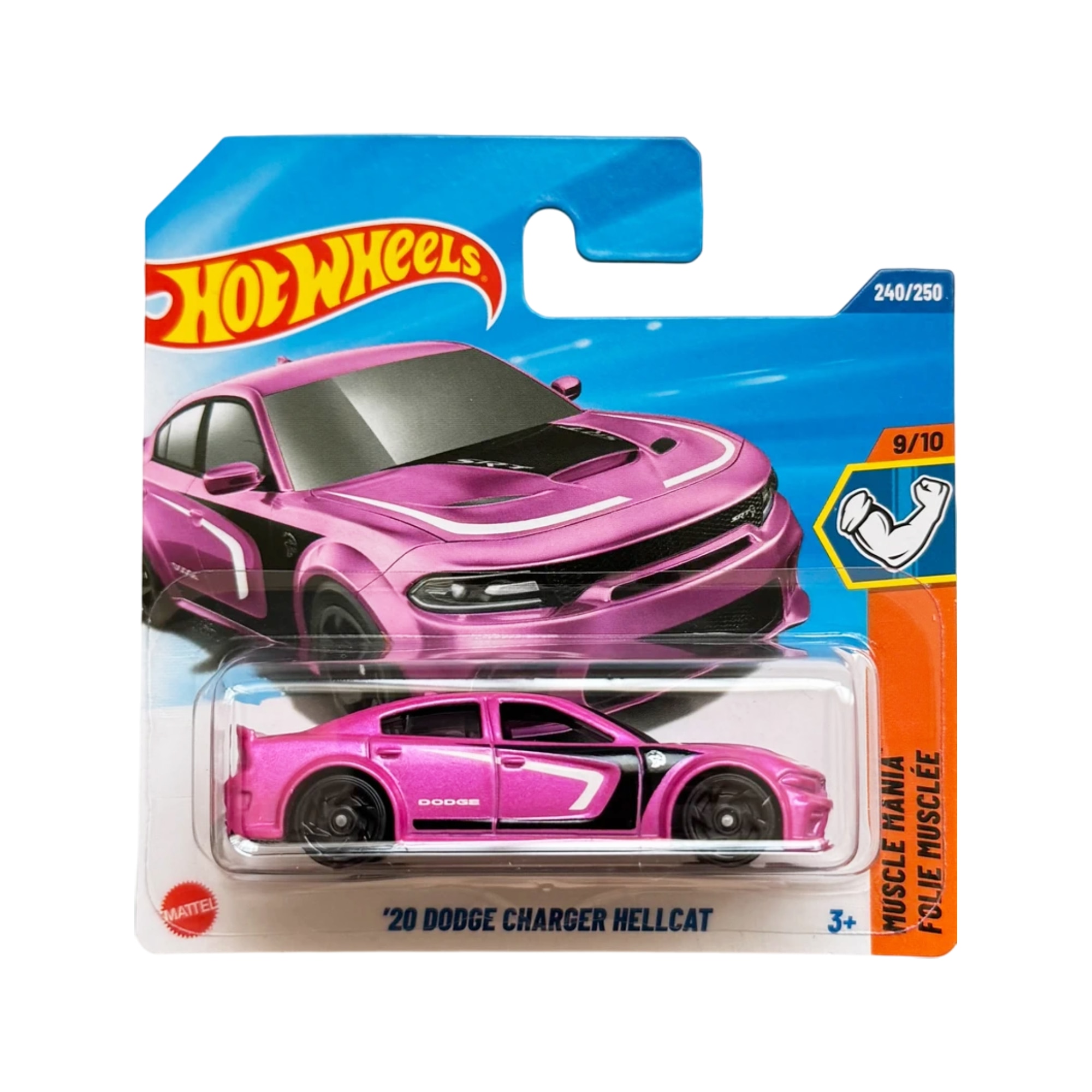 Masinuta, Hot Wheels, Dodge Charger Hellcat, roz, 1:64, model 2025