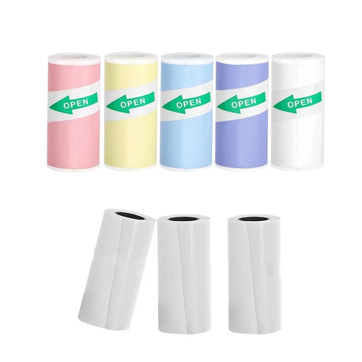 Комплект от 8 ролки термохартия за моментални фотоапарати, Rqiurpn бял и многоцветен, отпечатва приблизително
