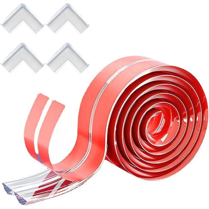 Set banda de protectie mobilier, Minetgnon®, Accesorii pentru colturi, Pentru copii, 3 m, PVC, Pentru copii, 5buc, Transparent