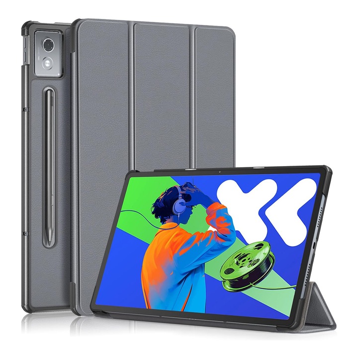 Калъф за таблет за Lenovo Idea Tab Pro 12.7 инча 2025, TB-373FU/TB-373ZC/TB-375FC, функция автоматично събуждане/заспиване, тип стойка, Сив