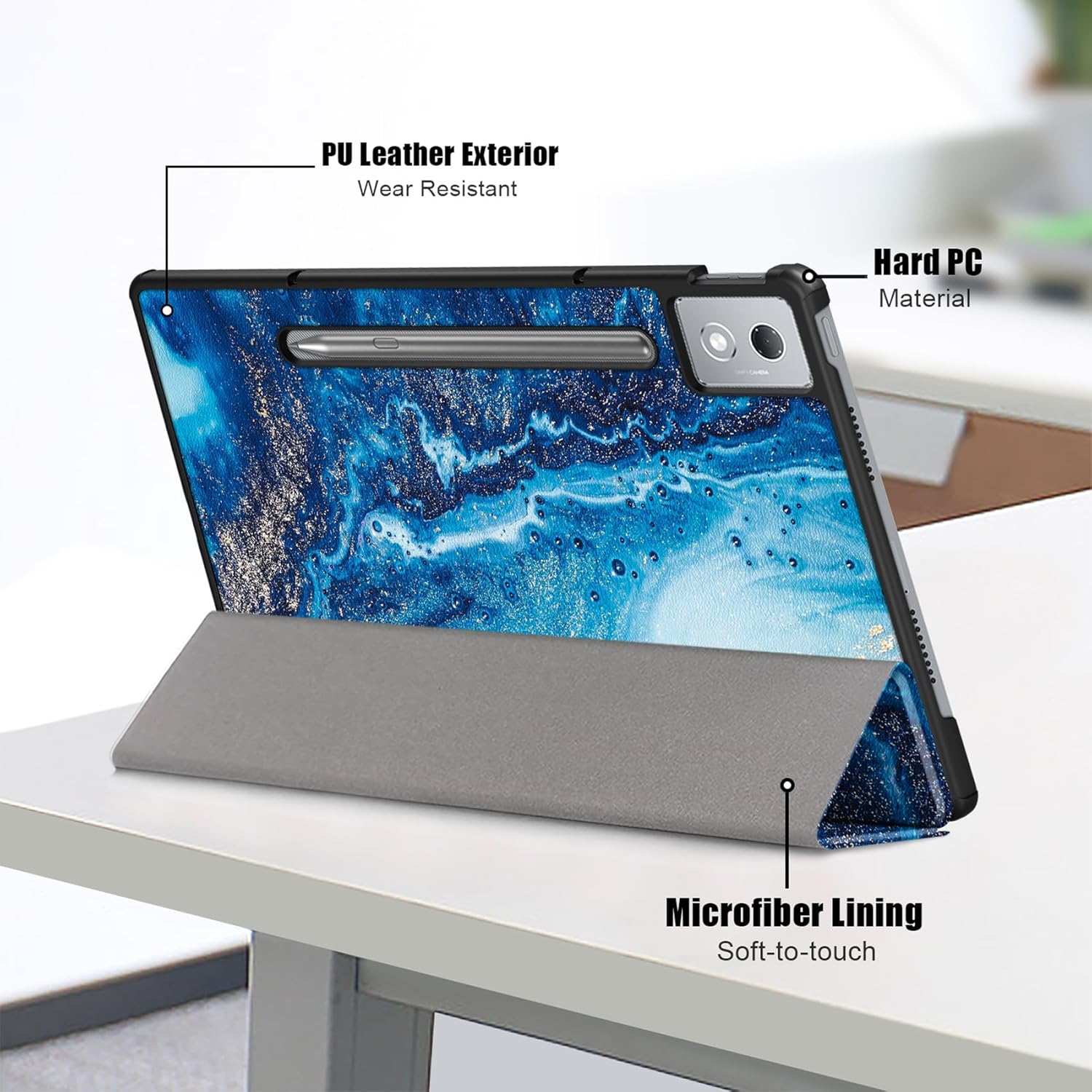 Husa tableta pentru, Lenovo Idea Tab Pro 12.7 inch 2025, TB-373FU/TB-373ZC/TB-375FC, auto functie sleep/wake tip stand, Valurile