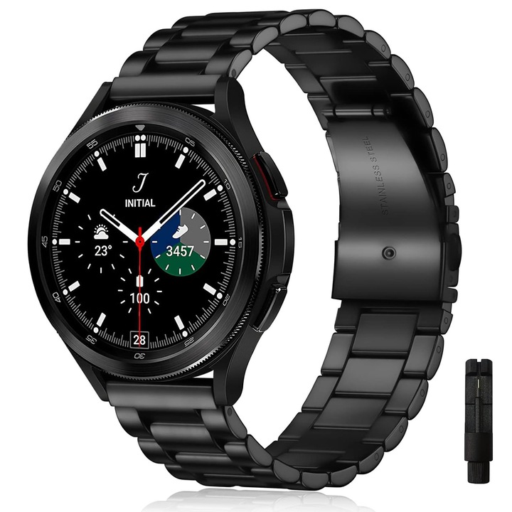 Curea Metalica 22 mm – Compatibila cu Samsung Galaxy Watch 46/45 mm, Gear S3, Huawei Watch GT2/GT3 & Ceasuri cu prindere 22 mm, Negru