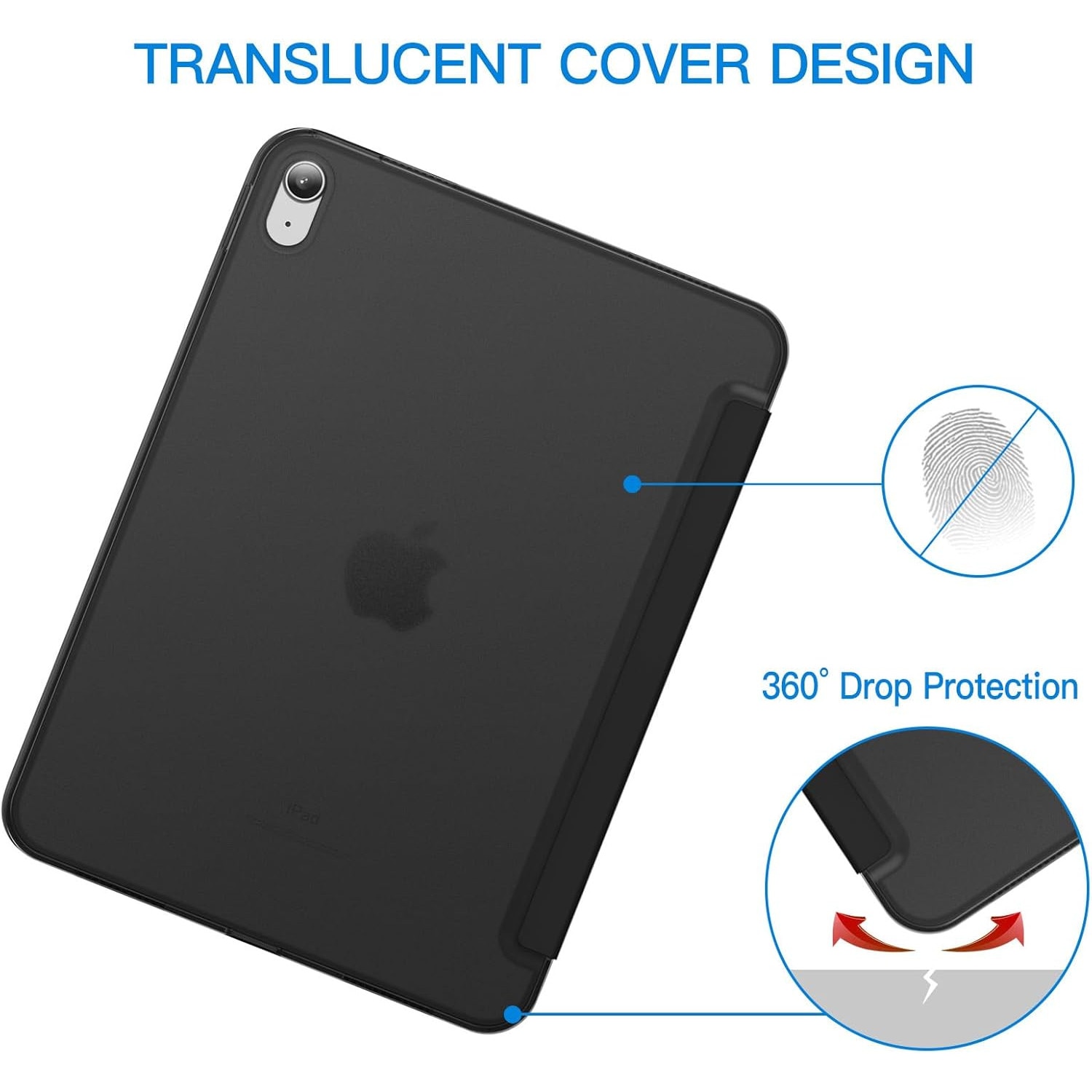 Casa pentru iPad (A16) a 11-a/a 10-a generatie (2025/2022), Casa de protectie pentru suport subtire cu acoperire dura cu somn/trezire automata (negru)