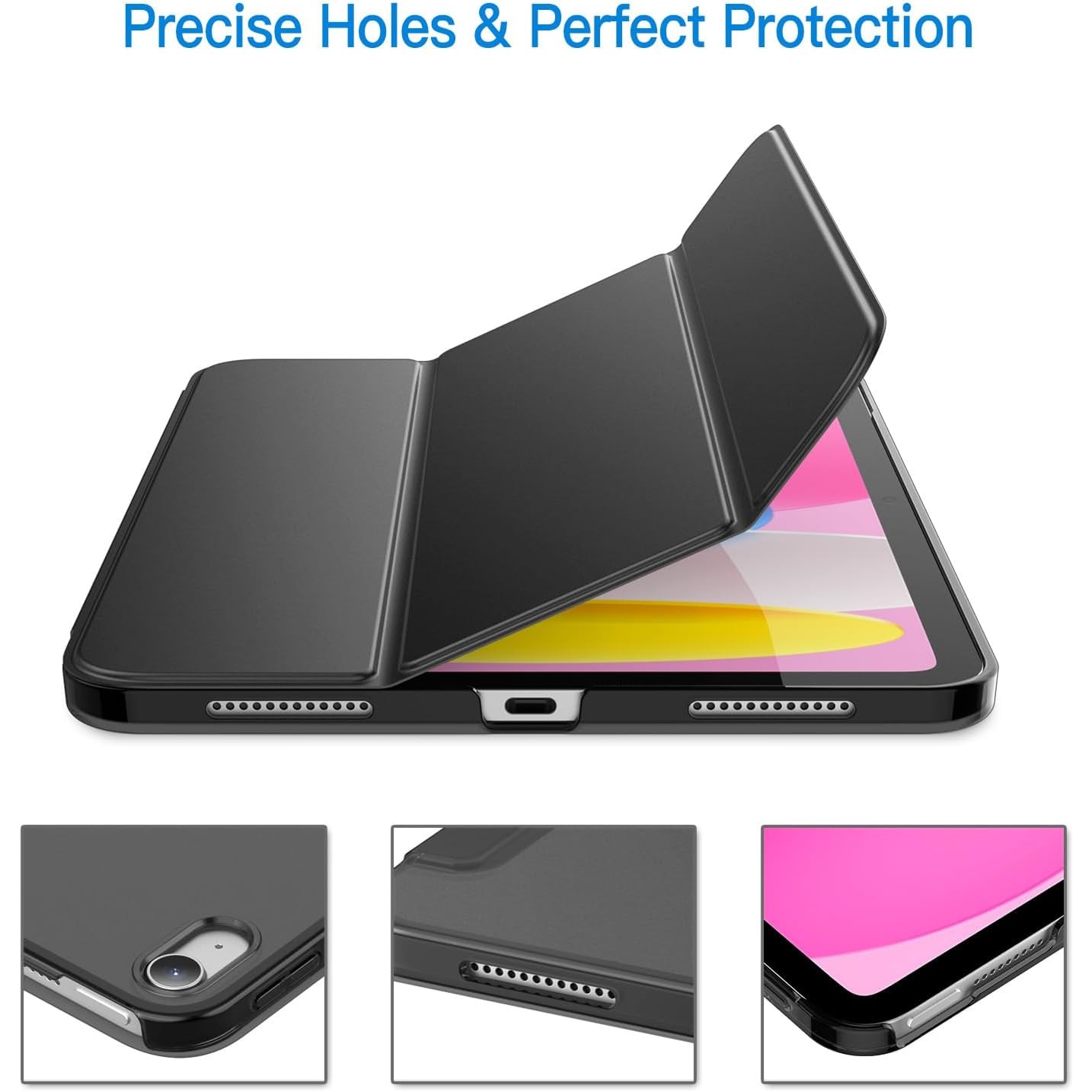 Casa pentru iPad (A16) a 11-a/a 10-a generatie (2025/2022), Casa de protectie pentru suport subtire cu acoperire dura cu somn/trezire automata (negru)