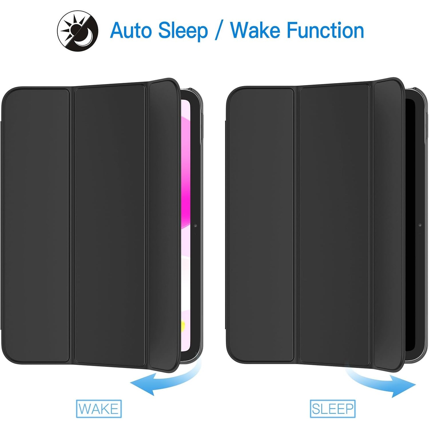 Casa pentru iPad (A16) a 11-a/a 10-a generatie (2025/2022), Casa de protectie pentru suport subtire cu acoperire dura cu somn/trezire automata (negru)