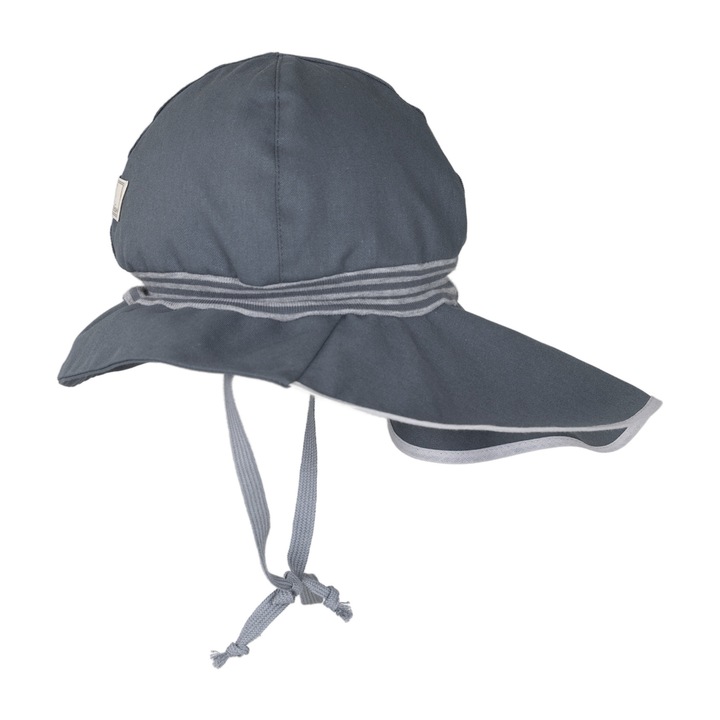 Palarie de soare cu boruri mari, Pickapooh, cu protectie UV UPF80, din bumbac organic, gri, pentru copii