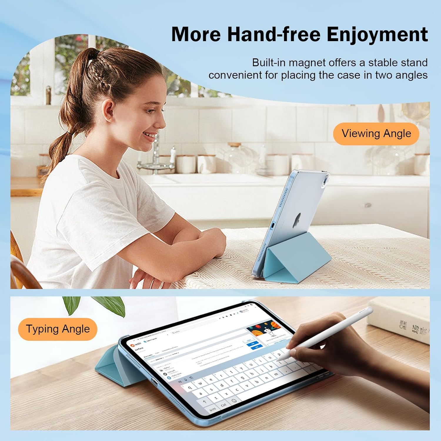 Husa tableta, compatibil cu iPad 11th/10th Generation, design subtire, protectie completa, albastru