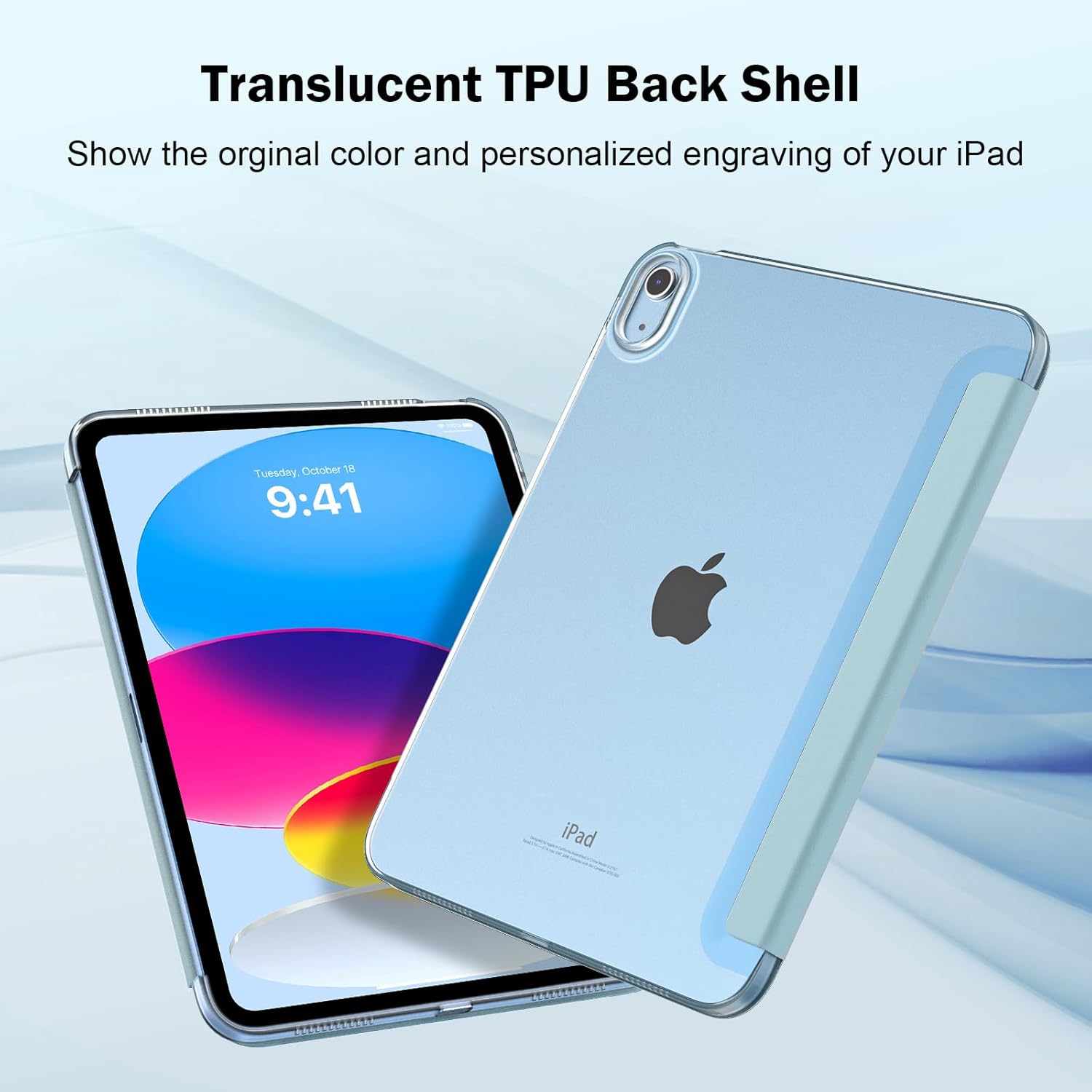 Husa tableta, compatibil cu iPad 11th/10th Generation, design subtire, protectie completa, albastru