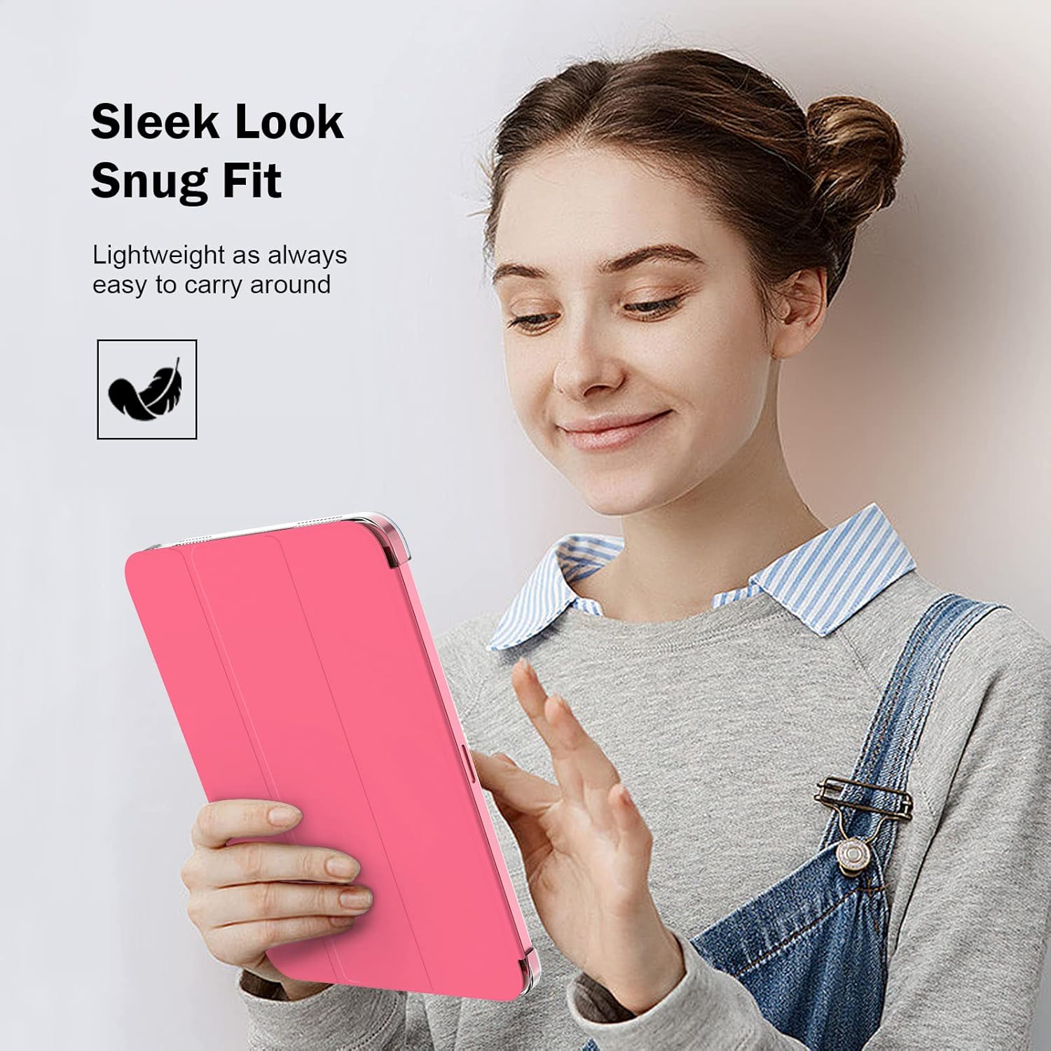Husa tableta, compatibil cu iPad 11th/10th Generation, design subtire, cu functie auto sleep/wake, roz