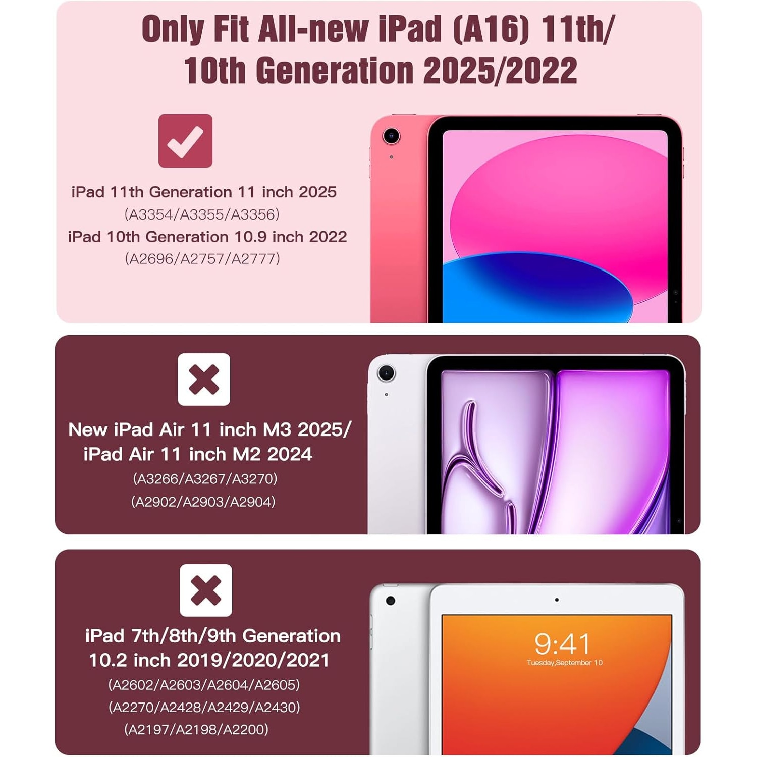 Husa tableta, compatibil cu iPad 11th/10th Generation, design subtire, cu functie auto sleep/wake, roz