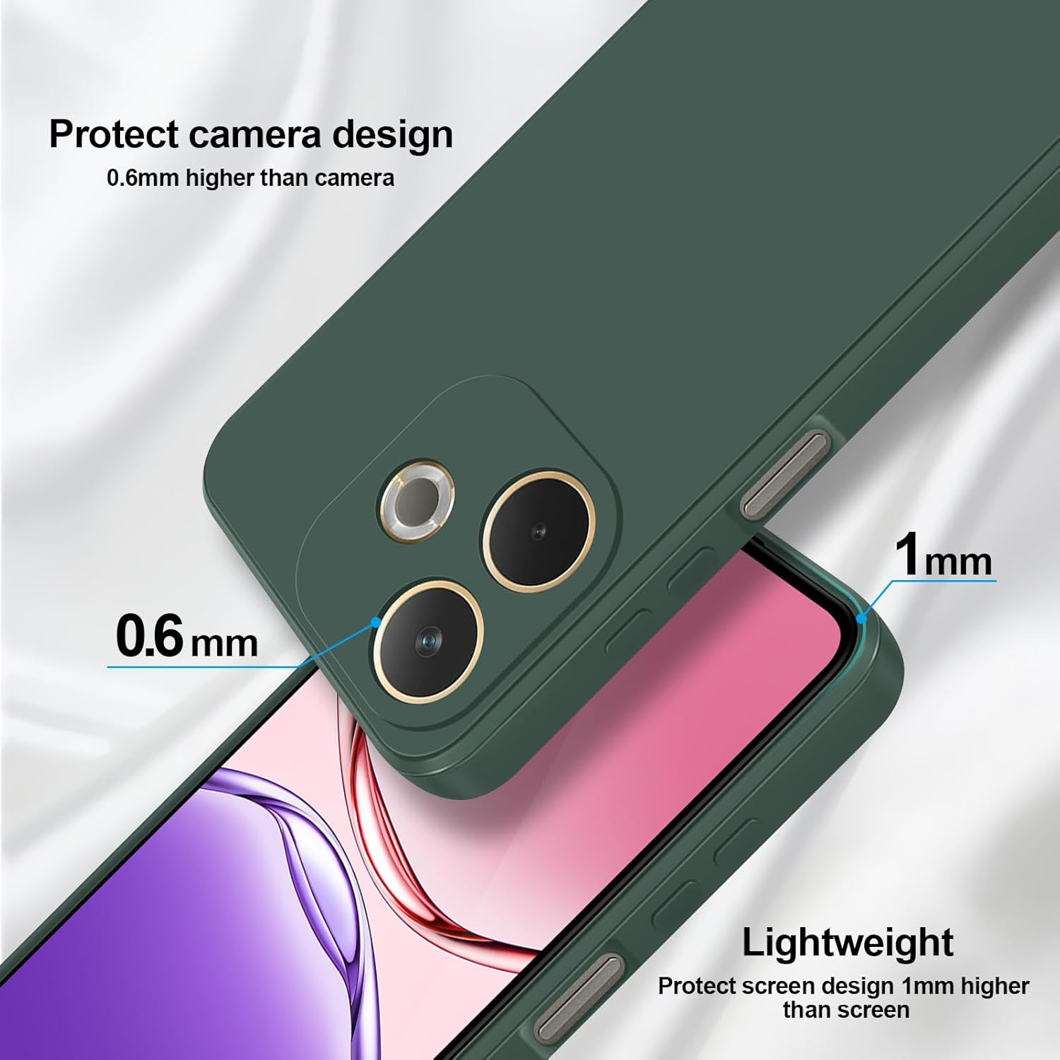 Husa Soft Touch, slim, ALC Mobile, anti soc, compatibila cu OPPO A5 Pro, Verde Inchis Tpu