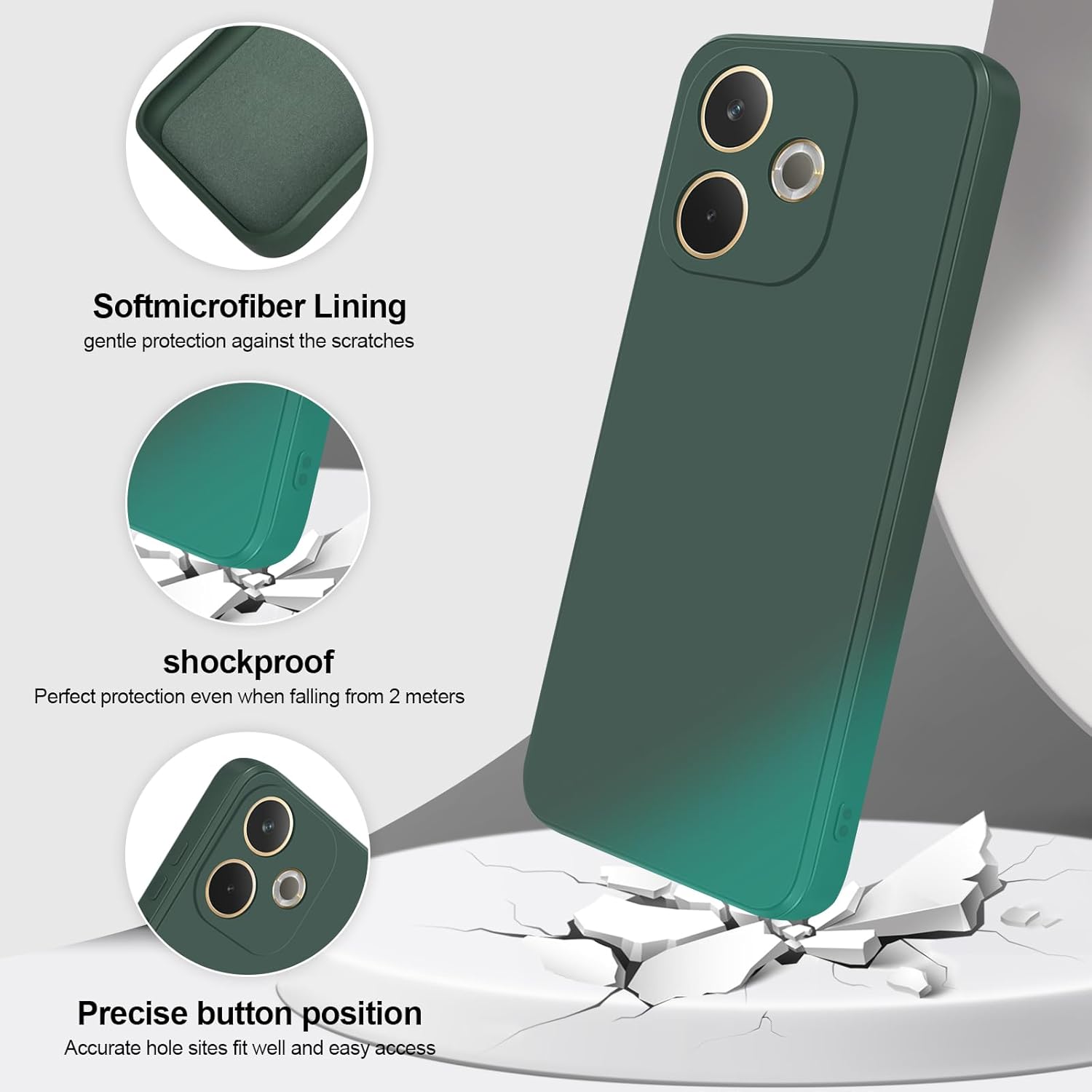 Husa Soft Touch, slim, ALC Mobile, anti soc, compatibila cu OPPO A5 Pro, Verde Inchis Tpu