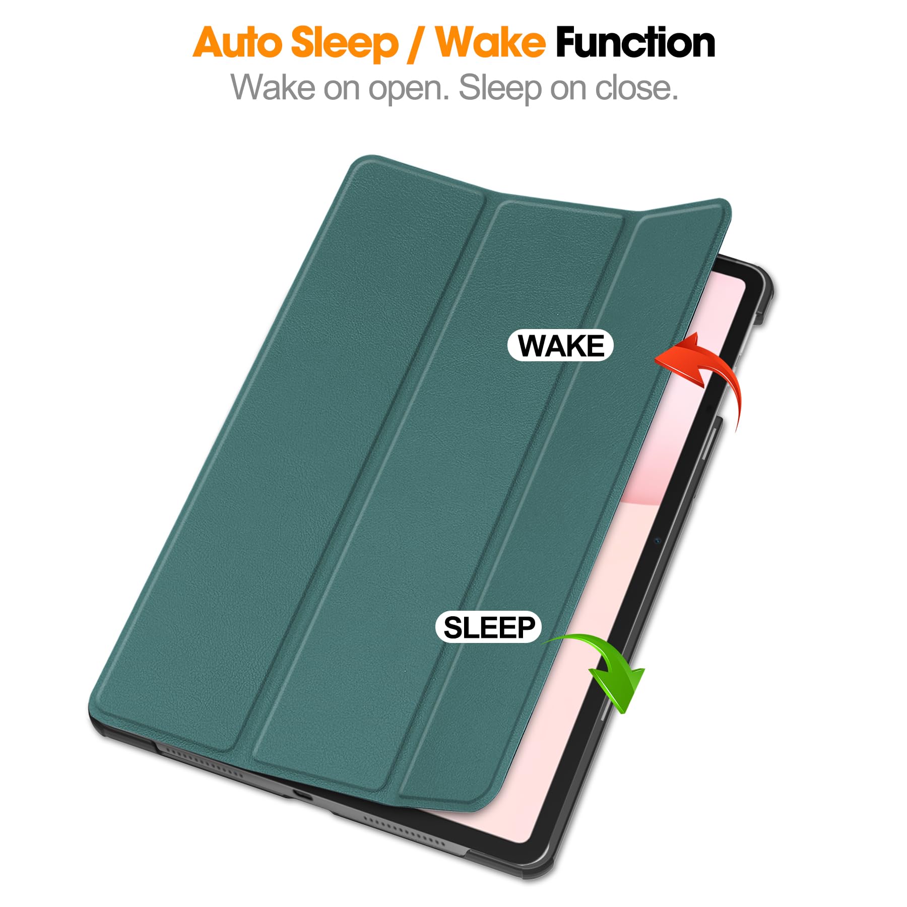 Husa tabletă Omelivon pentru Honor Pad10 12.1", auto sleep/wake, verde închis