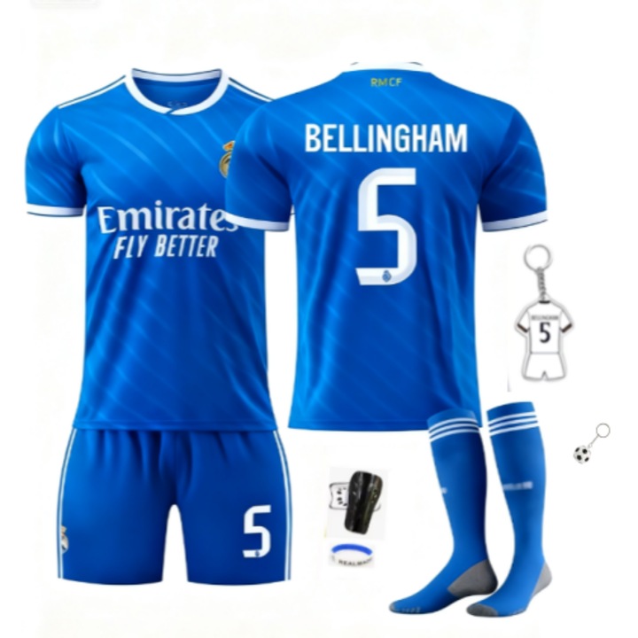 Спортно оборудване за деца, футболна фланелка Белингам 5, ANUTETOUNI ®, Сезон 2526, полиестер, синьо