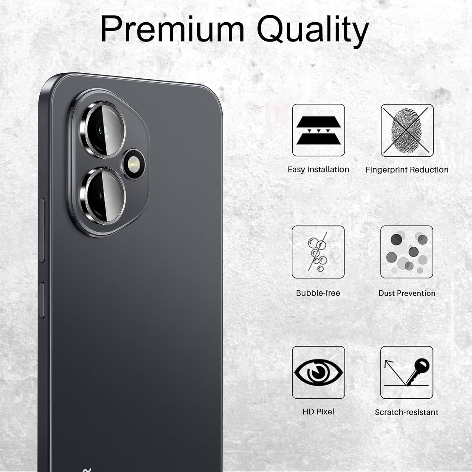 Folie de protectie camera foto, 9H, anti-zgarieturi, negru, compatibil cu Honor 400