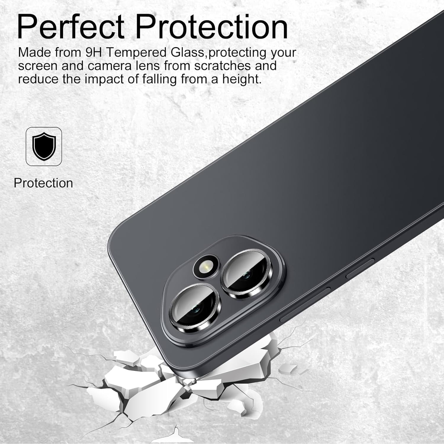 Folie de protectie camera foto, 9H, anti-zgarieturi, negru, compatibil cu Honor 400