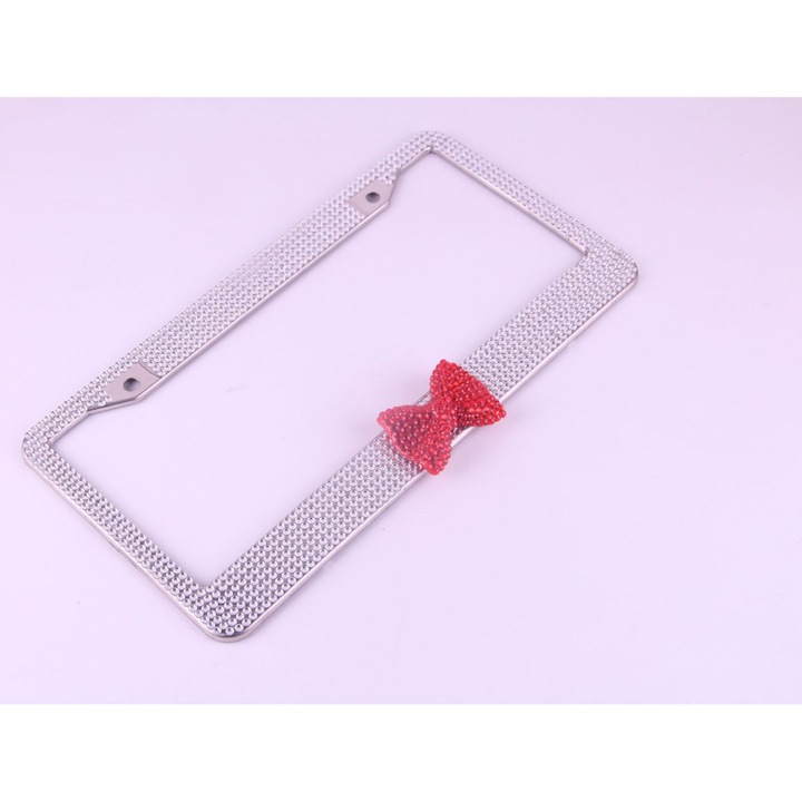 Cadru pentru Placuta de Inmatriculare Auto cu Diamante, Alb, 310x160mm