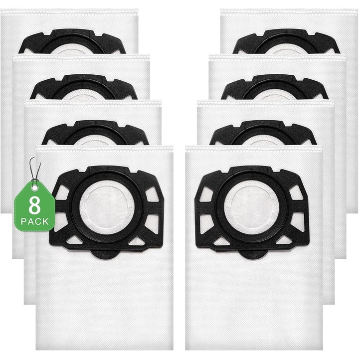 Pachet 8 saci de aspirator, compatibili cu Karcher WD 2 Plus, WD 3, multistrat, rezistenti, 2.863-314.0