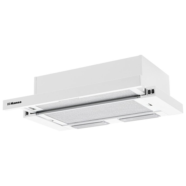 Абсорбатор за вграждане, телескопичен, 2 х мотора, 254 W, ширина 60 см, 3 скорости, абсорбция 429 м3/час, LED, Бял