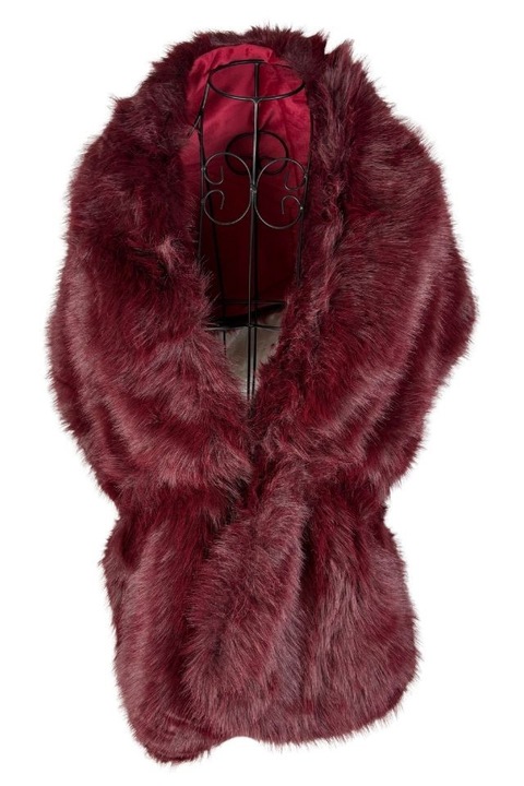 Fular din blana ecologica de lux, Rosu, 33 x 165 cm