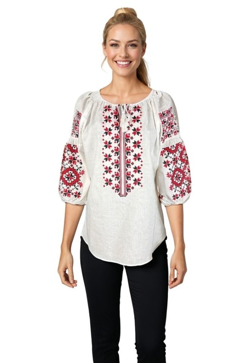 Bluza dama O25 alb/rosu, marimea XL