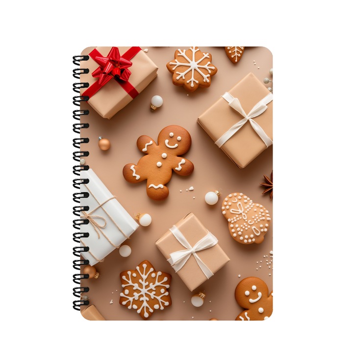 Agenda A5, Turta Dulce, 130 pagini, coperta MDF, spira metalica, 155x215mm