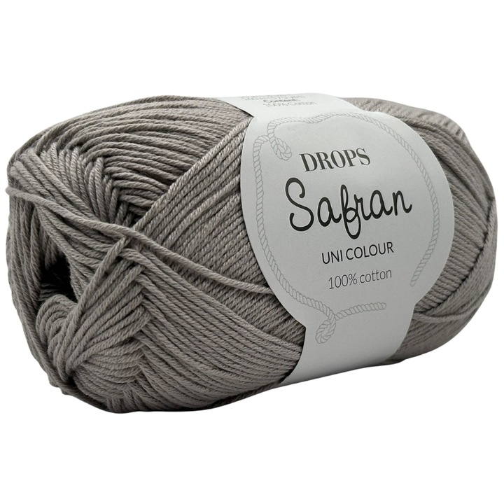 Fir de tricotat DROPS Safran – 100% bumbac egiptean pieptanat, certificat Oeko-Tex Clasa I, sigur pentru bebelusi si copii, culoare Gri