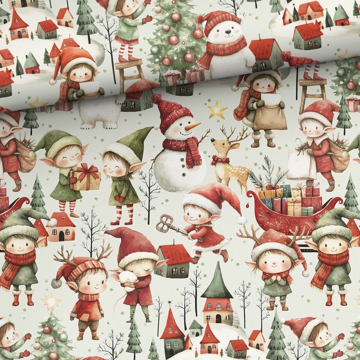 Material textil, Bumbac imprimat Elfi, bumbac 100%