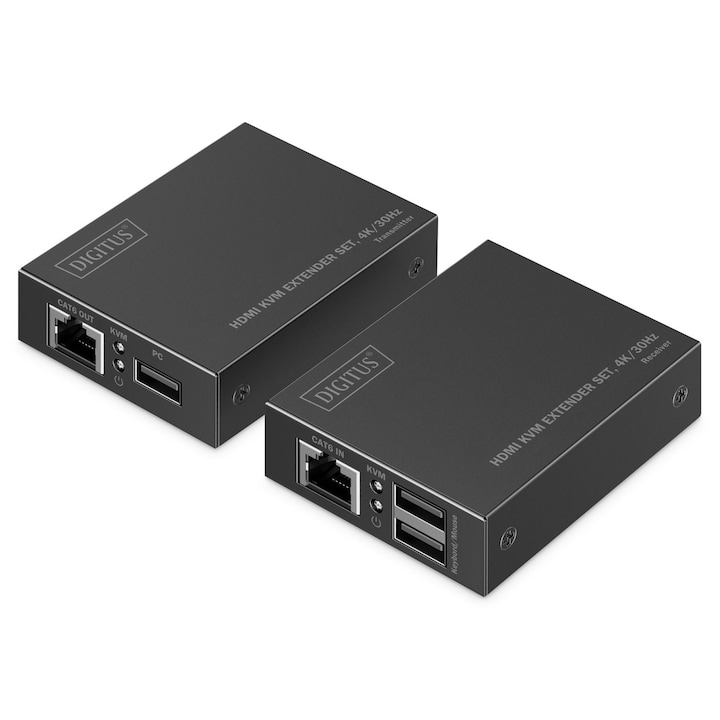 Digitus HDMI KVM Удължителен комплект, 4K/30Hz, черен, 295649