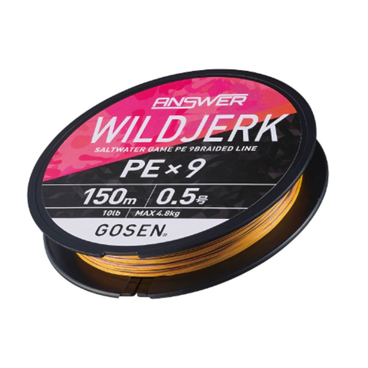 Fir textil Gosen ANSWER WILDJERK PE X9 Sinking, Galben cu marcaje, 150m, PE #0.8, 0.153mm, 6.5kg