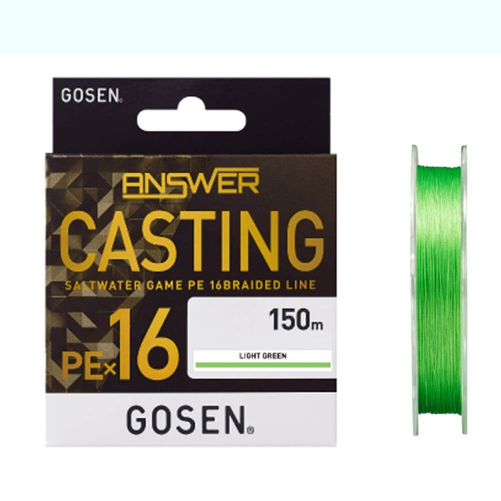 Fir textil Gosen Answer Casting PE X16, 0.242 mm, 18.5kg, verde aprins, 150 m