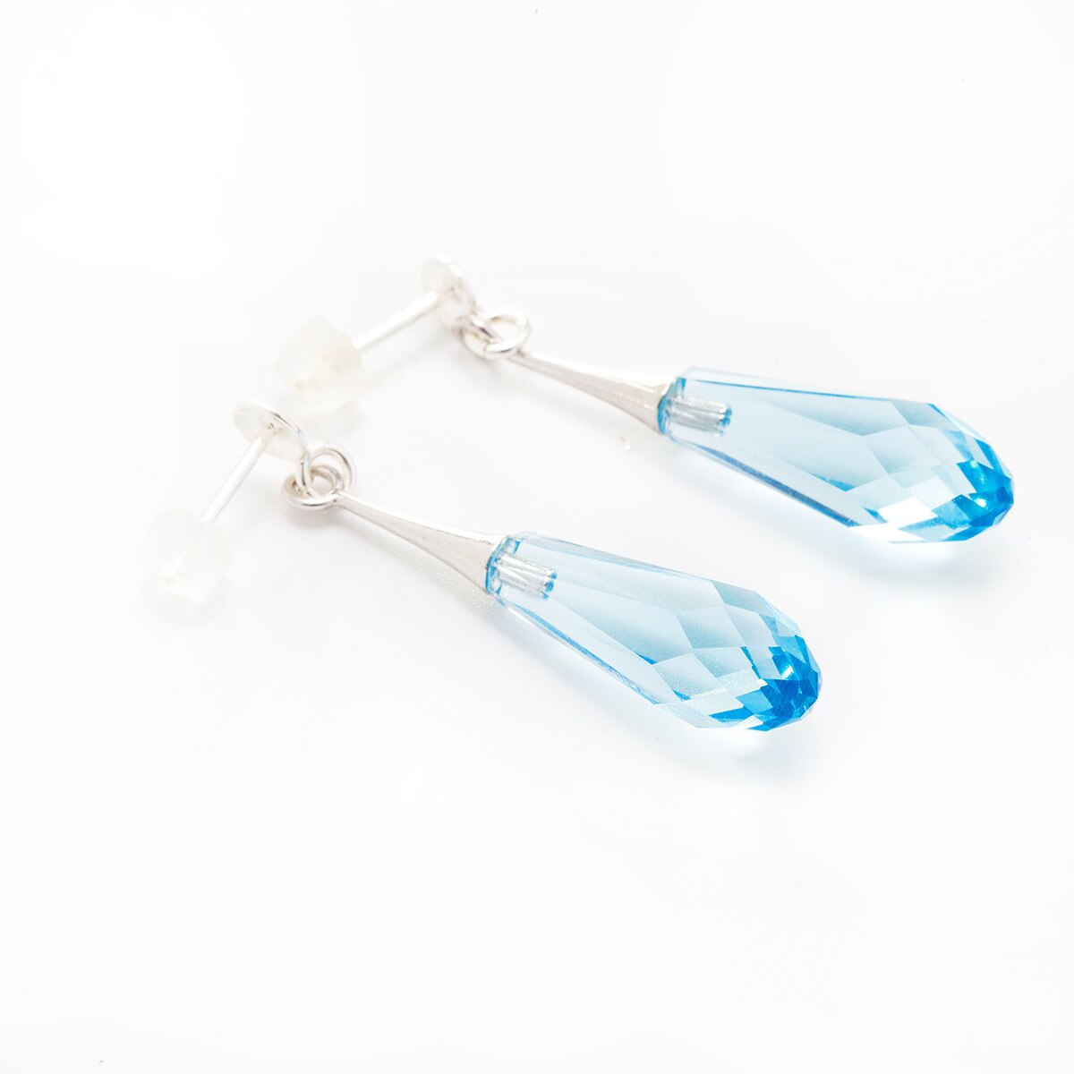 Cercei Argint DaviCrystals cu cristale briolet mare cu tija aquamarine