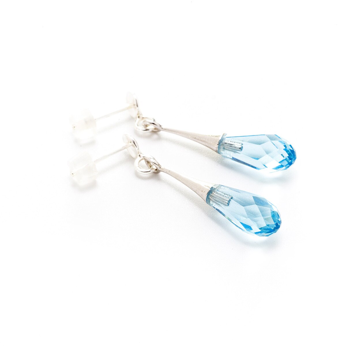 Cercei Argint DaviCrystals cu cristale briolet mic cu tija aquamarine