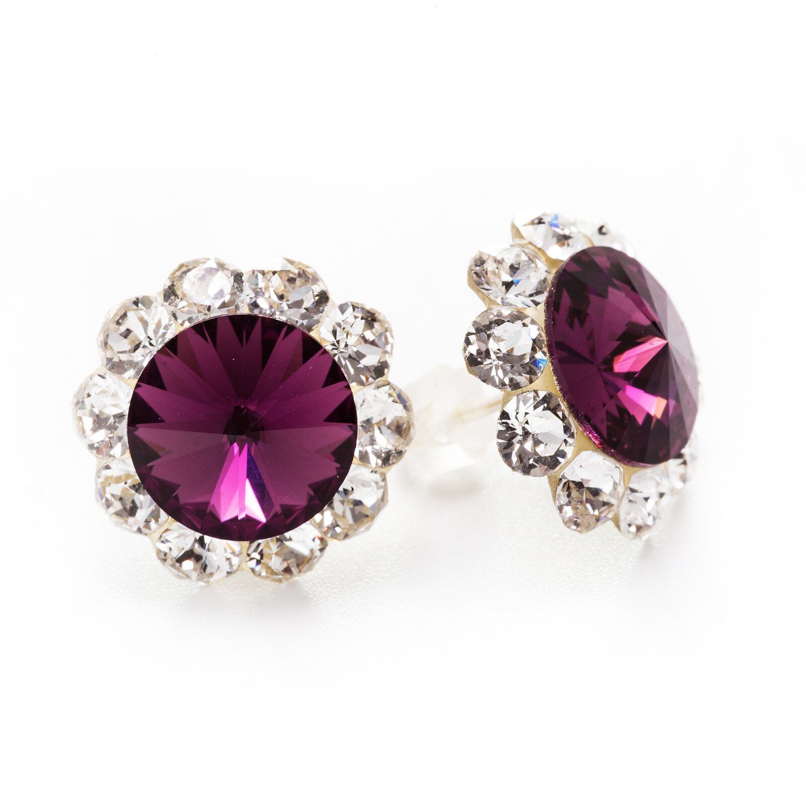 Cercei Argint DaviCrystals cu cristale floarea soarelui cu tija amethyst
