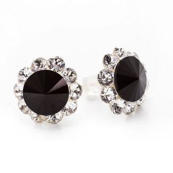 Cercei Argint DaviCrystals cu cristale floarea soarelui cu tija jet Cercei Argint DaviCrystals cu cristale floarea soarelui cu tija jet