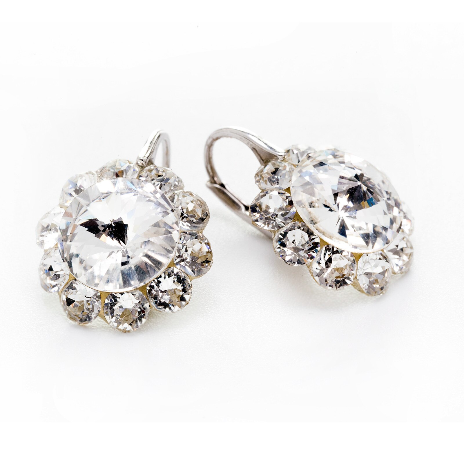 Cercei Argint DaviCrystals cu cristale floarea soarelui cu leverback mic crystal