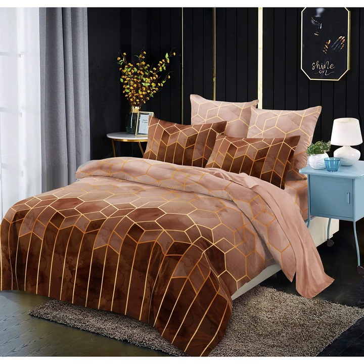 Set Lenjerie De Pat cu 2 Fete din Microfibra, 150 X 200 Cm, Cu Fermoar, Include 1 Husa Pilota Si 2 Fete De Perna 80 X 80 Cm - CN