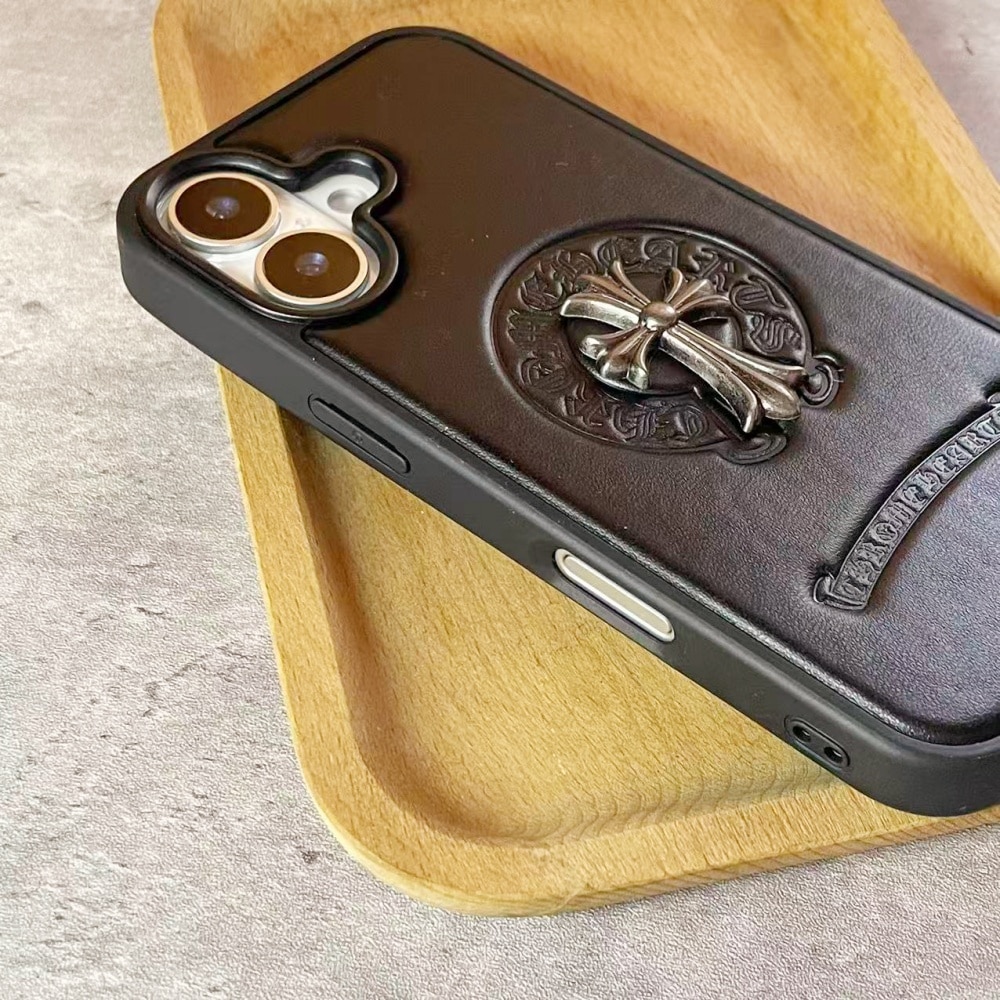 Husa pentru iPhone 17, Piele ecologica, Design cu Logo Mare, Super Rezistenta, Negur