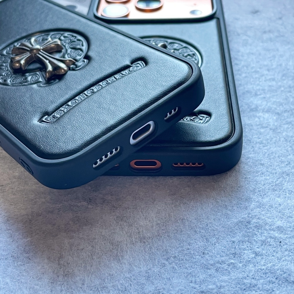 Husa pentru iPhone 17, Piele ecologica, Design cu Logo Mare, Super Rezistenta, Negur