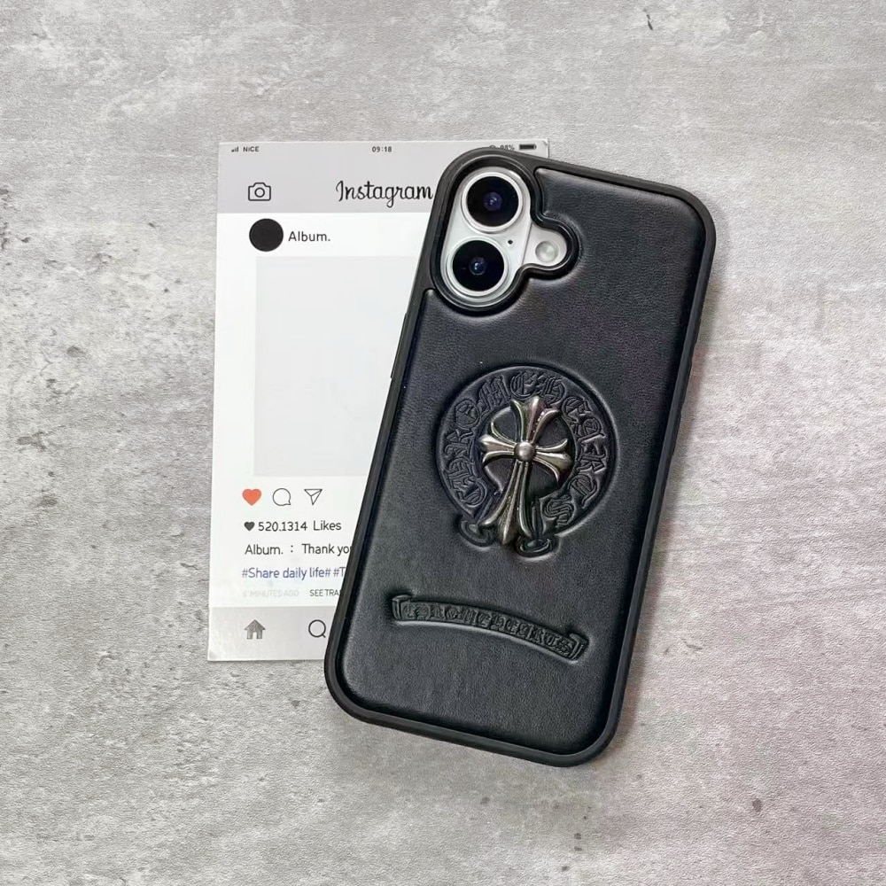 Husa pentru iPhone 17, Piele ecologica, Design cu Logo Mare, Super Rezistenta, Negur