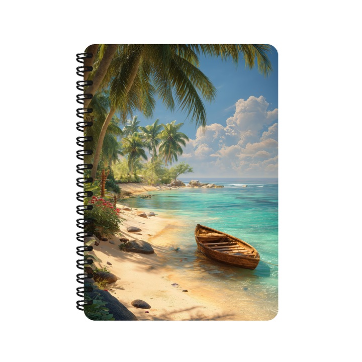 Agenda A5 Barca Parasita, coperta MDF, 130 pagini, spira metalica, 155x215mm