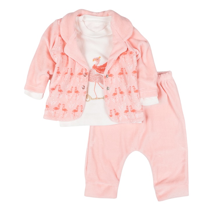 Compleu catifelat pentru fetite, 3 piese, model Egreta 8296