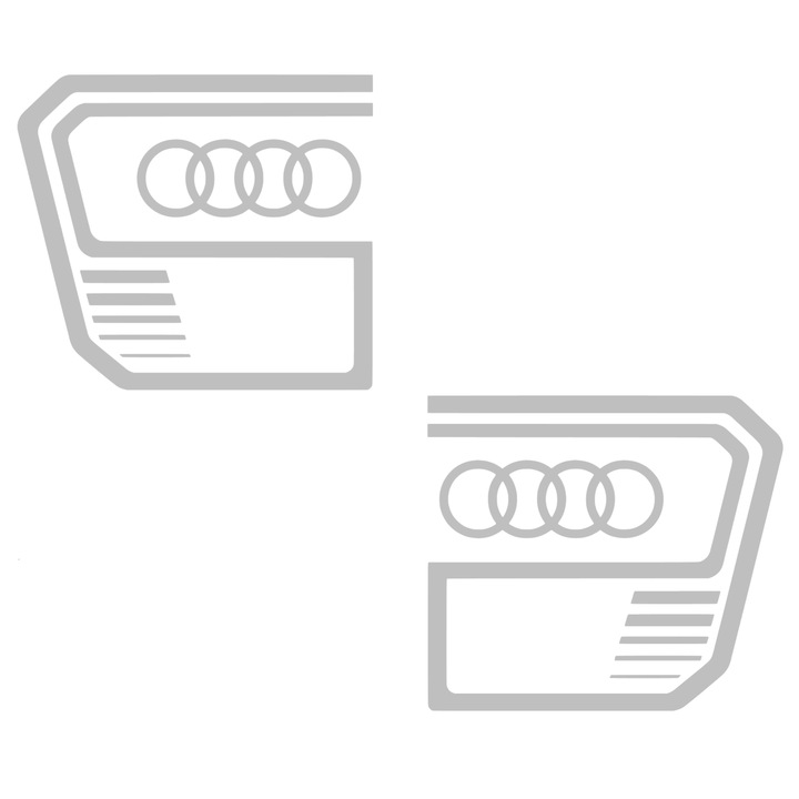Set 2 stickere auto, rezistente la apa si UV, stanga si dreapta, pentru Audi, gri