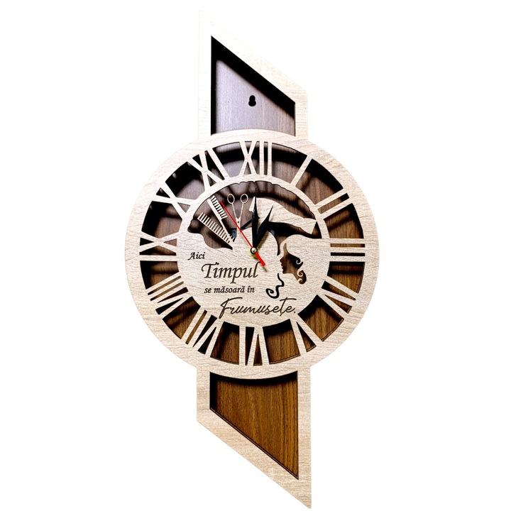 Blank Ceas de perete cu cadran, cadou personalizat cu mesaj standard pentru Sotie/Mama/Prietena, 60x30cm, crem