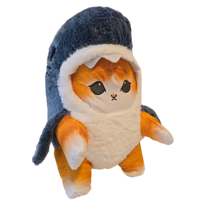 Jucărie Pisică de Plus LuxAndra în Costum de Rechin, 33 cm